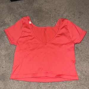 Aeropostale Coral V-Neck Cropped Top
